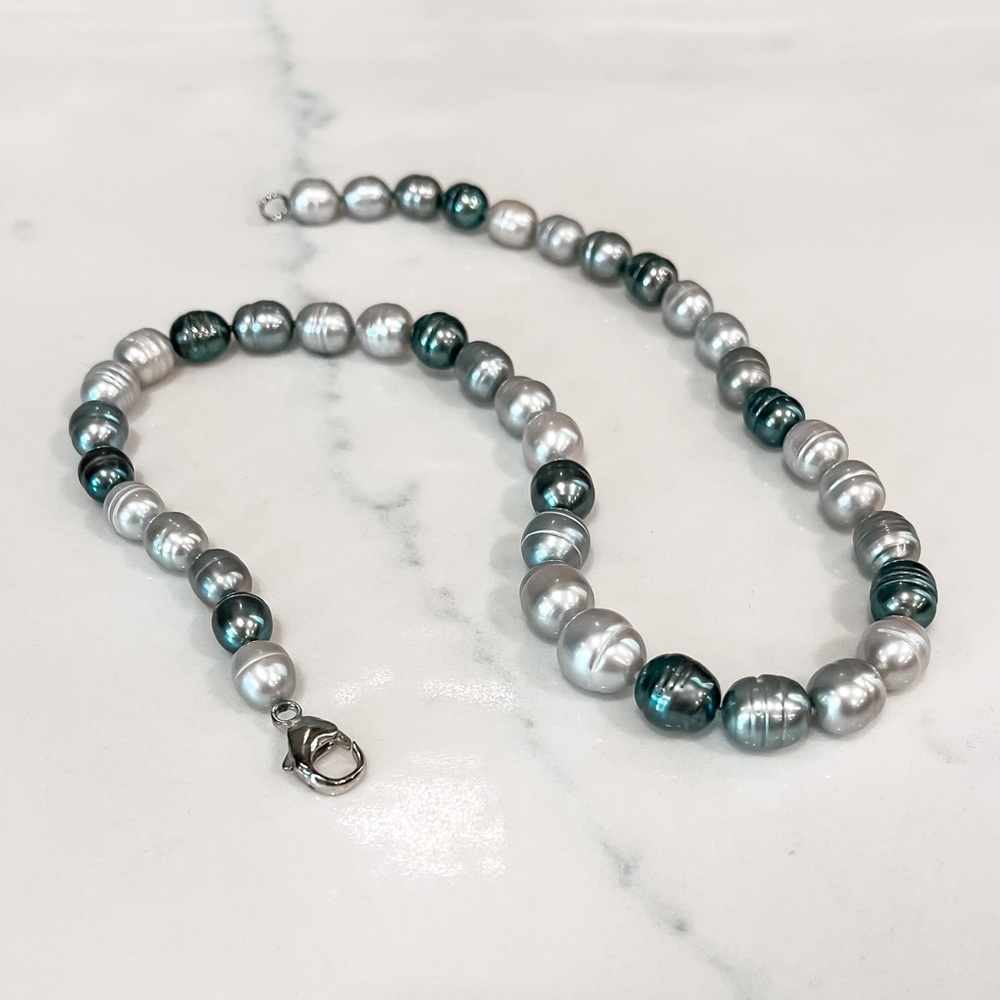 Honora Freshwater Shades of Grey Ring Pearl Necklace - Grey/Multi